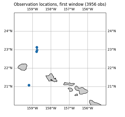 Map of Argo observation locations around Hawaii
