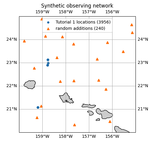 Map of the synthetic observing network around Hawaii